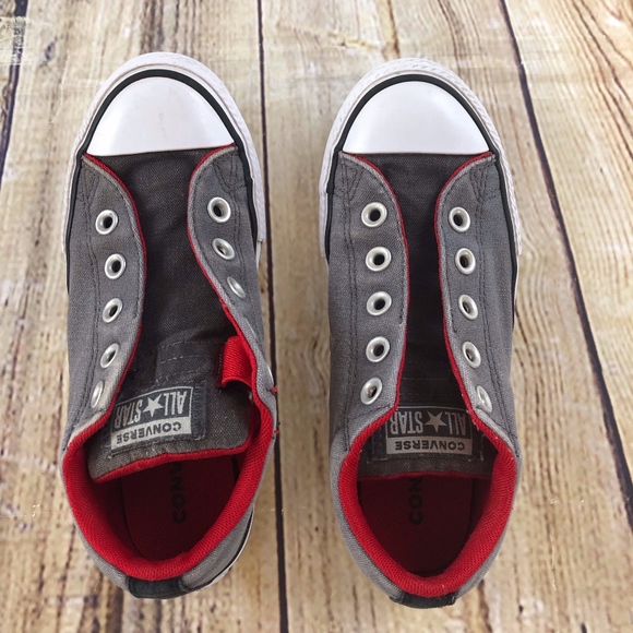 grey and red converse